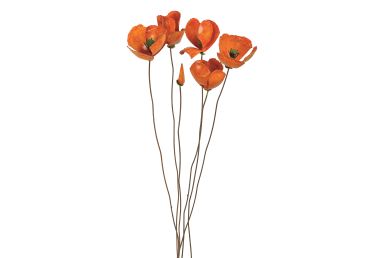 Gartenstecker-Blumenset "Orangefarbener Mohn", 6-teilig