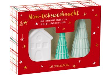 Mini-Dekoweihnacht - Haus und Tanne aus Keramik