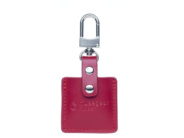 Finder 2 hellblau in bordeaux-roter Ledertasche