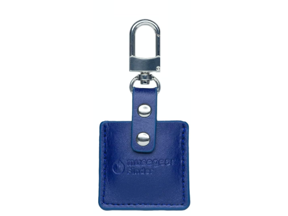 Finder 2, hellblau in marine-blauer Ledertasche